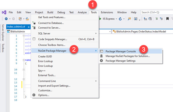 Package Manager Console openen